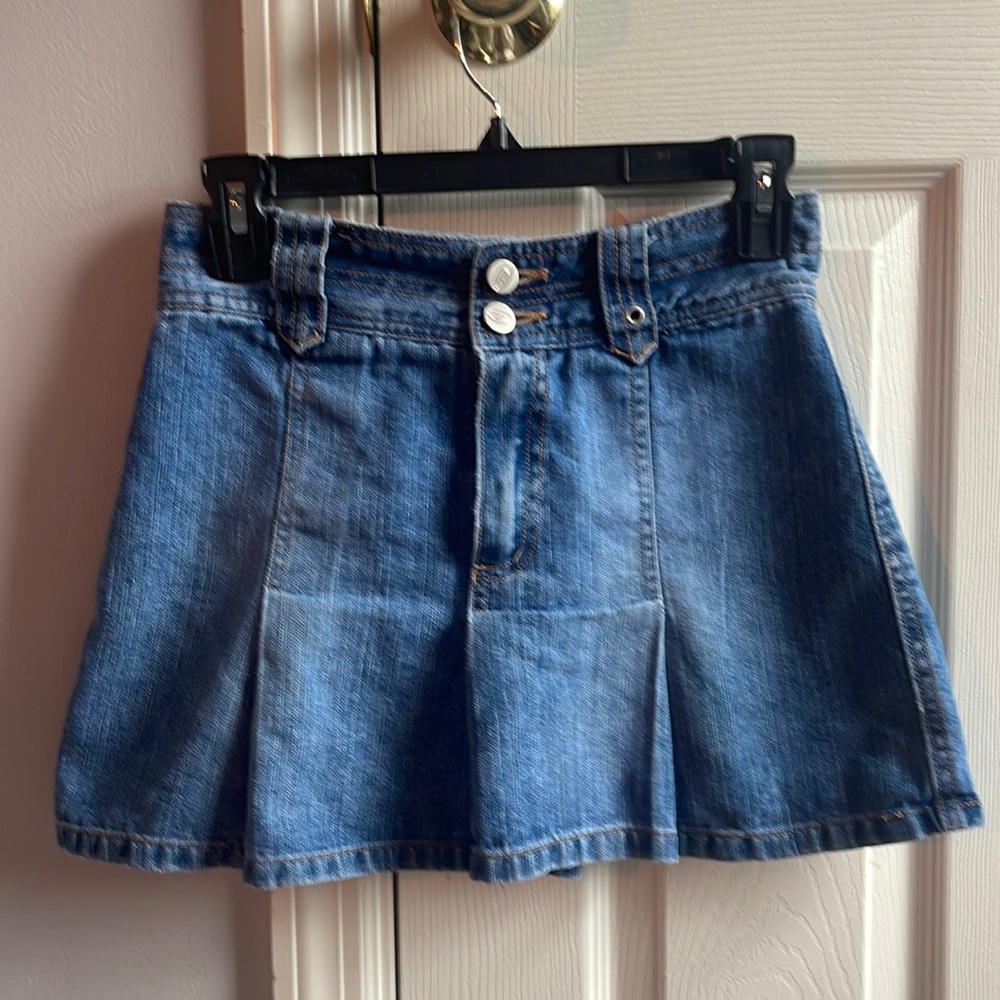 Denim Pleated Mini Skirt